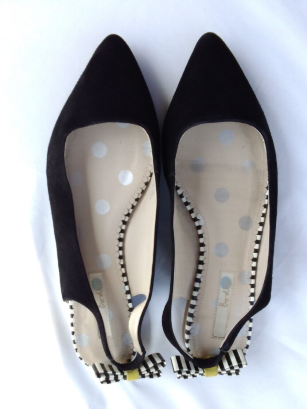 Boden Slingback Flats Black Suede Pointed Toe Bow Shoes Women’s Size EU 39.5